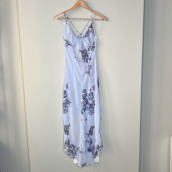 Free People Intimately Getting Out Slip Dress High Low in Blue Floral Size XS - Picture 7 of 12